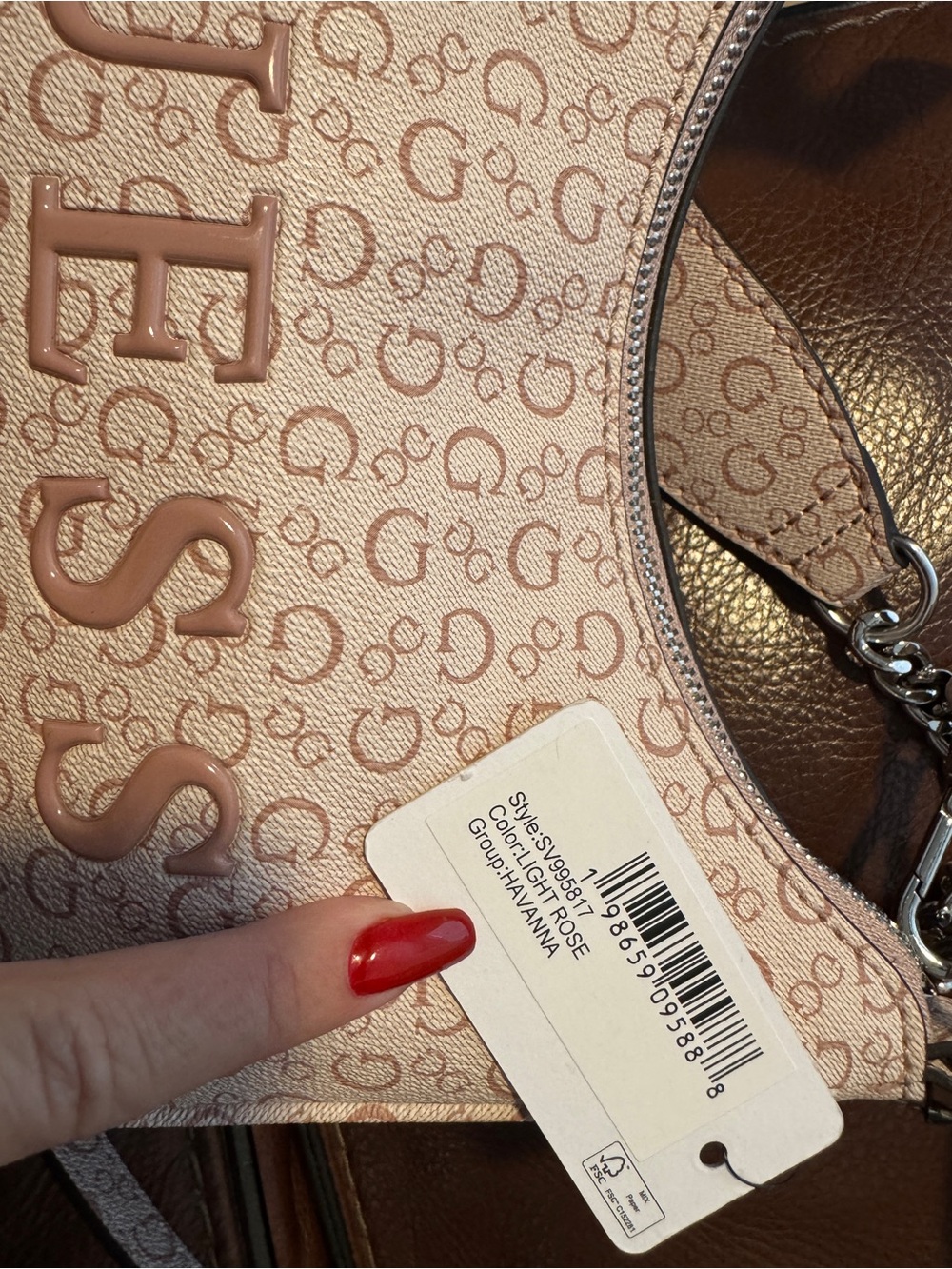 NWT GUESS Blush Pink Monogram Shoulder Bag with Chain Strap “Havanna” - Picture 7 of 7